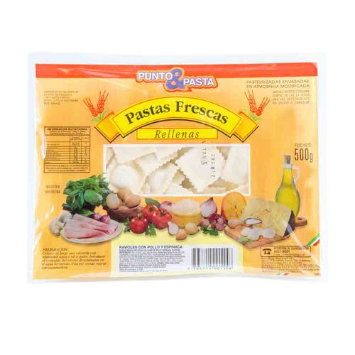 Ravioles Punto&pasta Pollo Y Espinaca 500 Gr