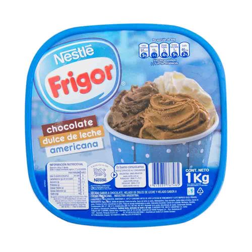 Helado Balde Frigor Dulce De Leche, Americana Y Chocolate 1 Kg