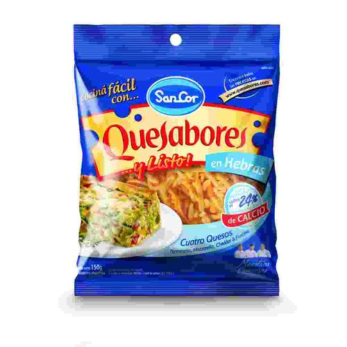 Queso Rallado Sancor Quesabores En Hebras 4 Quesos 150 Gr