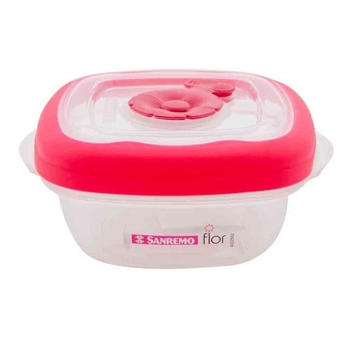 Hermético Cuadrado Bajo Flor Rosa 0,28 L San Remo
