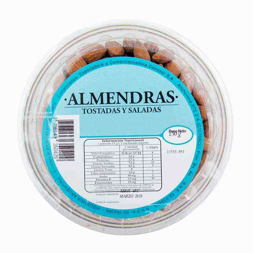 Almendras Tostadas Y Saladas 150 Gr