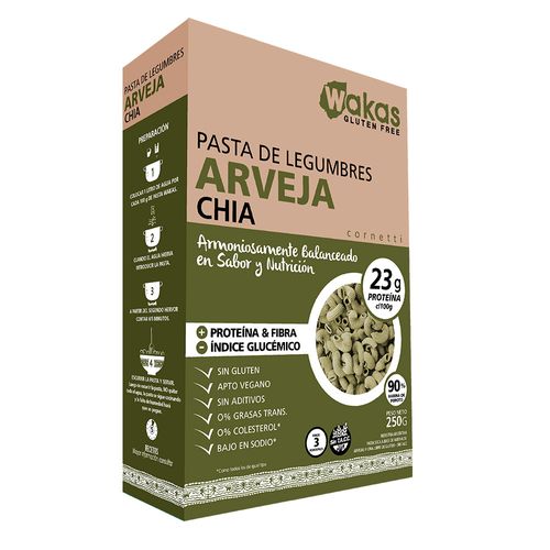 Pastas Con Legumbres Wakas Arvejas Con Chia 250 Gr