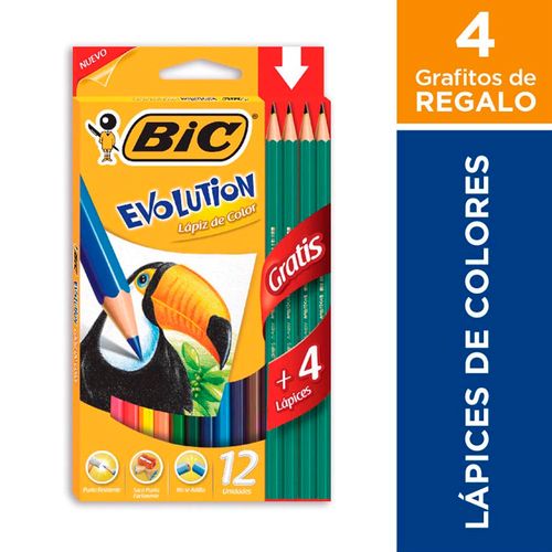 Lapices Colores Largo X 12 4 Grafito Bic