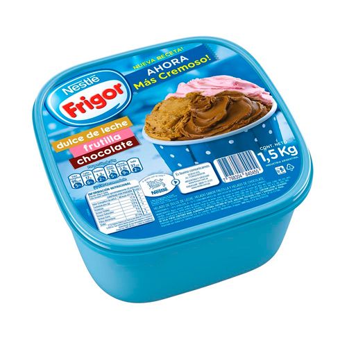 Helado Balde Frigor Dulce De Leche Frutilla Chocolate 1,5 Kg