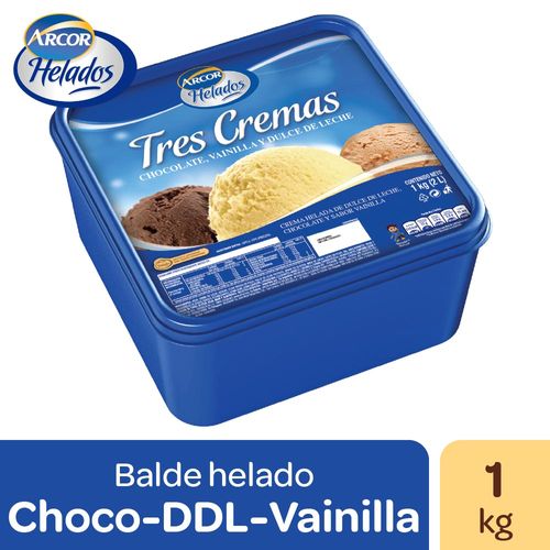 Helado Balde Arcor Chocolate Vainilla Y Dulce De Leche 1 L