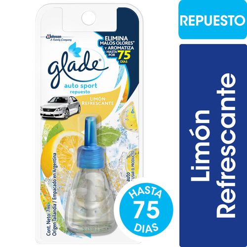 Aromatizante Limón Refrescante Repuesto 7 Ml Glade Auto Sport