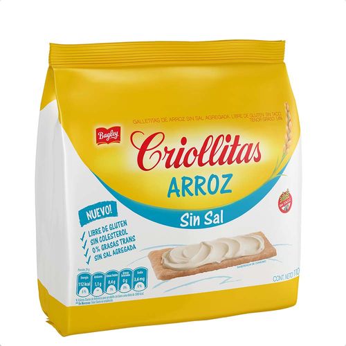 Tostadas De Arroz Sin Sal Criollitas 110 Gr