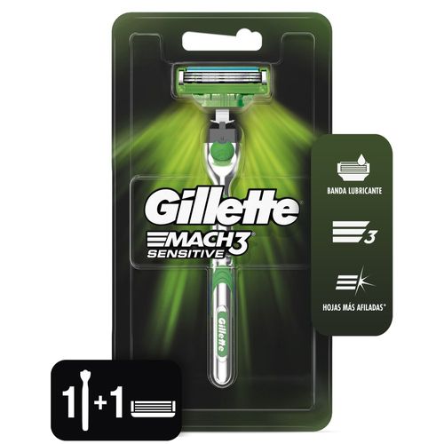 Maquina Mach3 Sensitive 1 Un Gillette Prestobarba