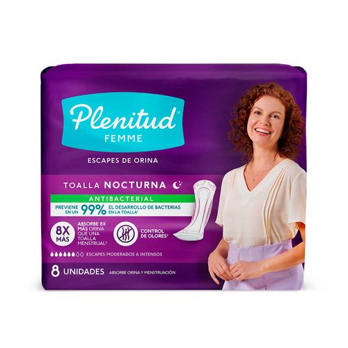 Toallas Plenitud Femme Nocturnas Antibacterial 8 X 1 U