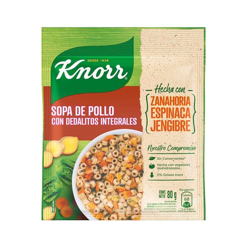 Sopa De Pollo Con Dedalitos Integrales Knorr 80 Gr