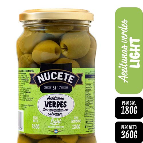 Aceitunas Nucete Light Descarozadas 180 Gr