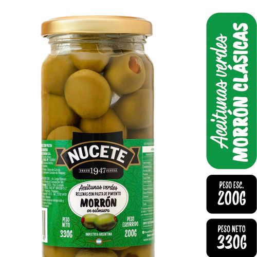 Aceitunas Nucete Rellenas Con Morrón 200 Gr