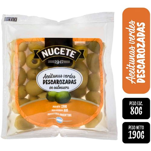 Aceitunas Nucete Verde Descarozadas 80 Gr