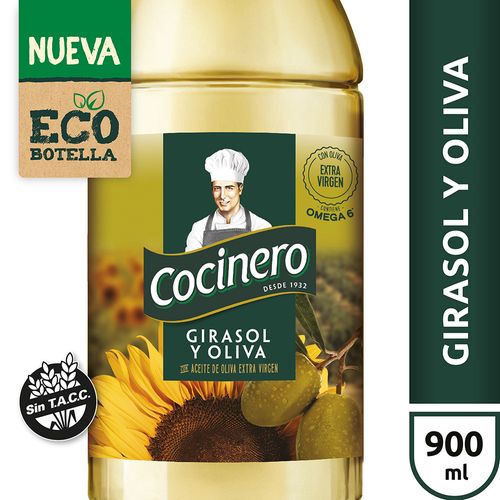 Aceite Girasol Y Oliva Cocinero 900 Ml