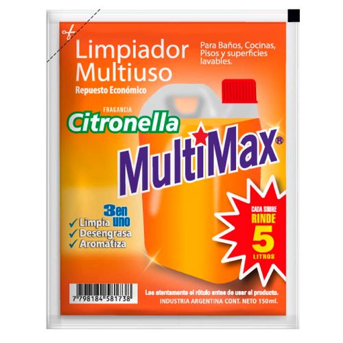 Limpiador Multiuso Para Diluir Citronella Rinde 5 Litros X 150ml