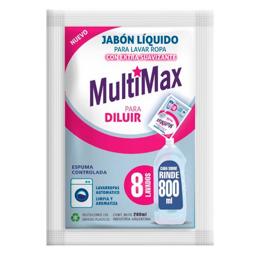 Jabón Líquido Para Ropa Con Suavizante Para Diluir Concentrado Rinde 800ml X200ml