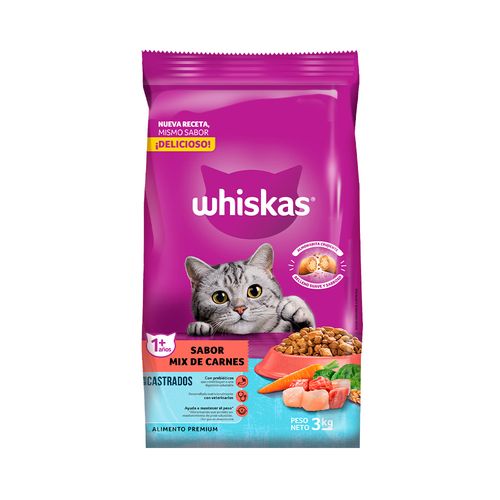 Alimento Whiskas Castrados Mix Carnes 3k