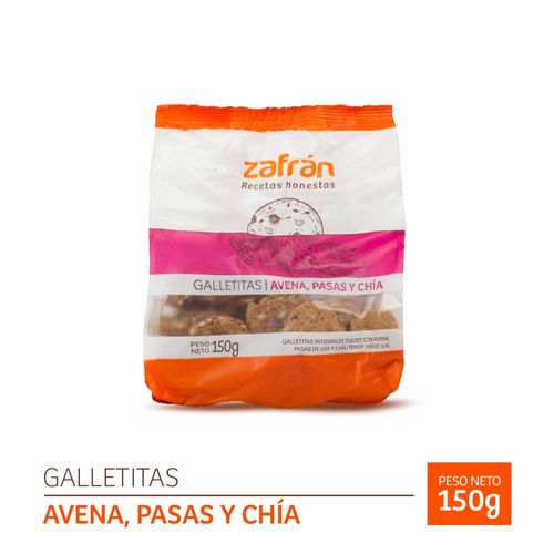 Galletitas Avena Pasas Y Chía 150 Gr Zafrán