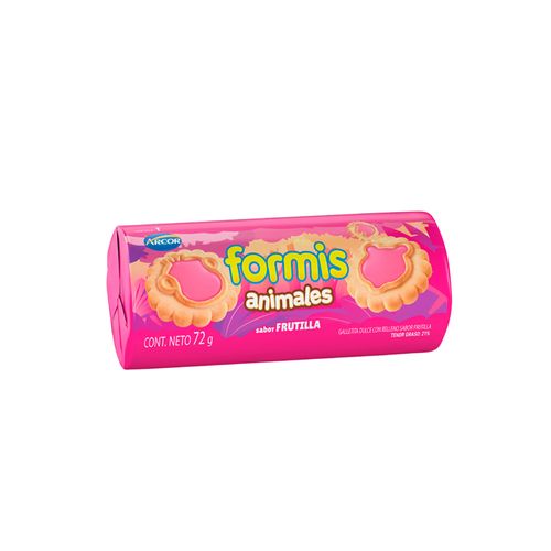 Galletitas Animales Vainilla Y Frutilla Formis 72 Gr