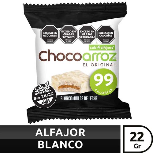 Alfajor De Arroz Blanco Con Dulce De Leche Chocoarroz 22 Gr