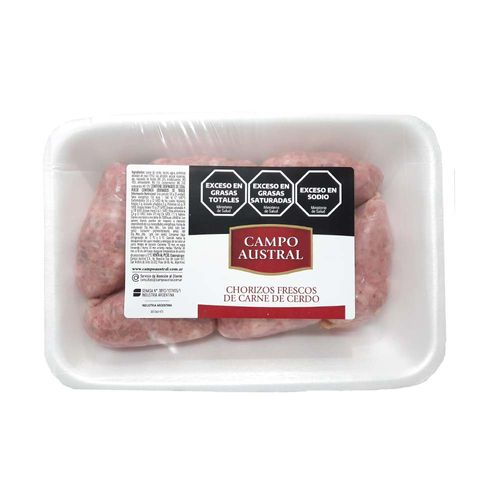 Chorizo Puro Cerdo Bombon En Bandeja- 6 U- X Kg -campo Austral