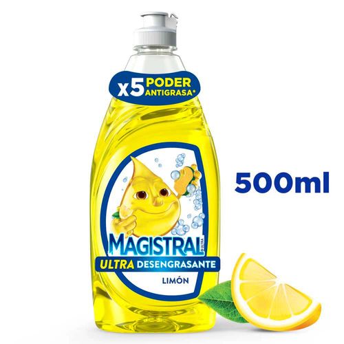 Detergente Líquido Lavavajillas Magistral Limón Ultra Desengrasante 500ml
