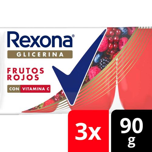 Jabón De Glicerina En Barra Rexona  Frutos Rojos  3x90 G Multipack