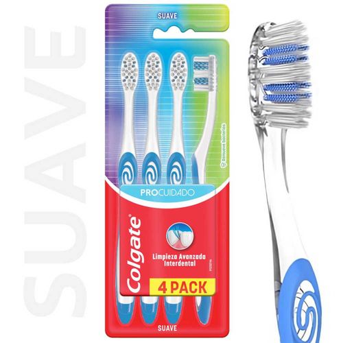 Cepillo De Dientes Colgate Pro Cuidado Suave 4 U