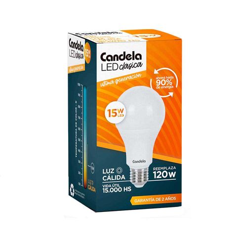 Led Bulbo E27 Cálida 15 W Candela