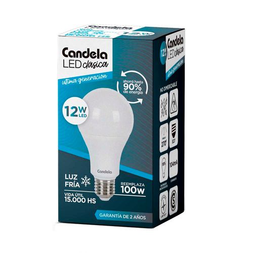 Led Bulbo E27 Fría 12w Candela