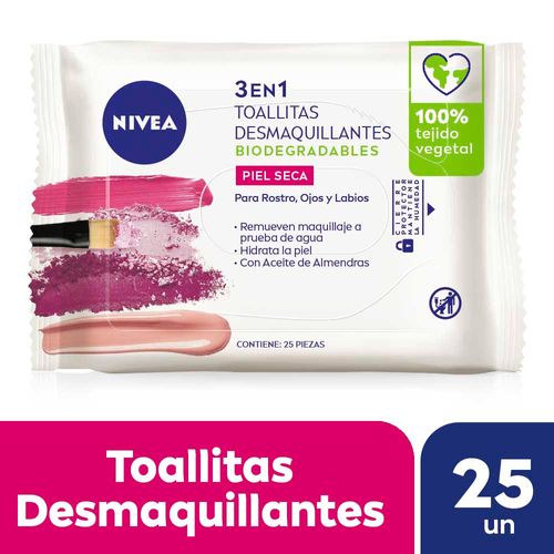 Toallitas Desmaquillantes 3 En 1 Nivea Piel Seca X 25 Ud