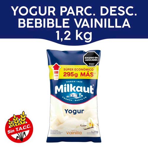 Yogur Milkaut Entero Vainilla X 1,2 Kg