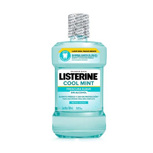 Enjuague Bucal Listerine Cool Mint Sin Alcohol X500 Ml.