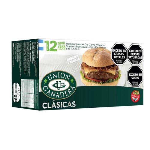 Hamburguesas Union Ganadera Clasicas 12 U - 996 Gr