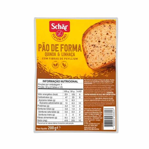 Pan De Molde Quinoa Y Lino 200 Gr Schar