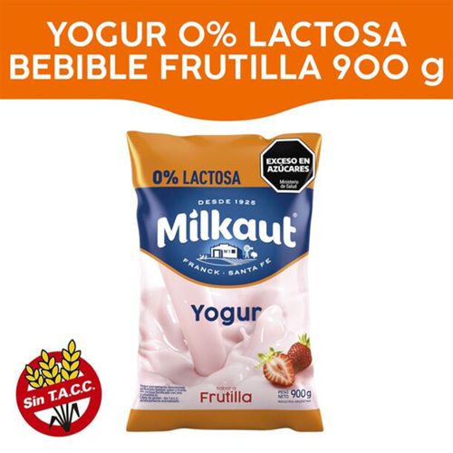 Yogur Milkaut Entero Frutilla 0lactosa X 900 Grs