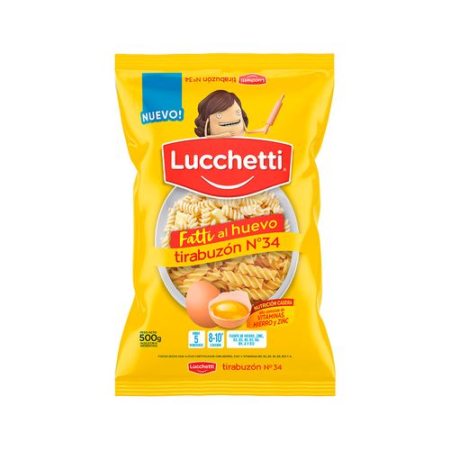 Fideos Tirabuzon Al Huevo N°34 Lucchetti X 500 Gr