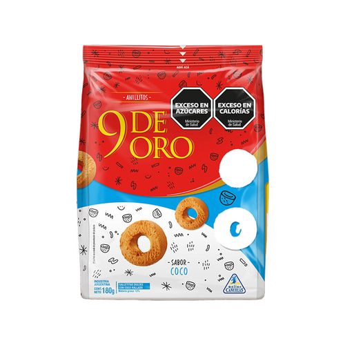 Galletitas 9 De Oro Anillitos Coco X 180 Gr