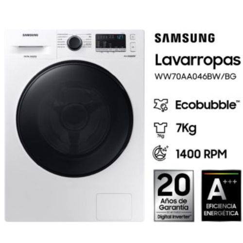 Lavarropas Inverter  7kg Ww70aa046bw Blanco 7kg Samsung