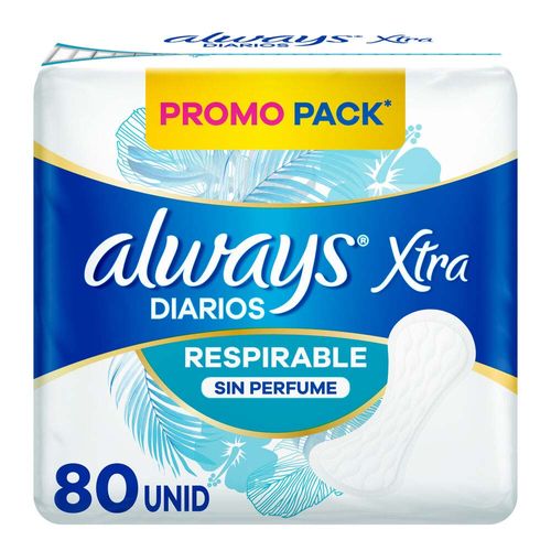 Always Xtra Diarios Respirable Protectores Diarios 80 Unidades