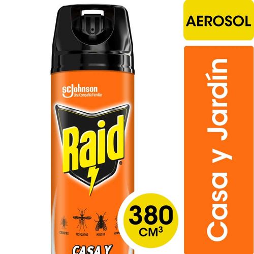 Insecticida Raid Casa Y Jardín Mosquitos Aerosol 380ml