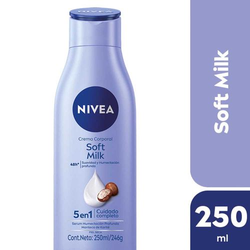 Crema Corporal Nivea Soft Milk 5 en 1 Piel Seca 250 Ml