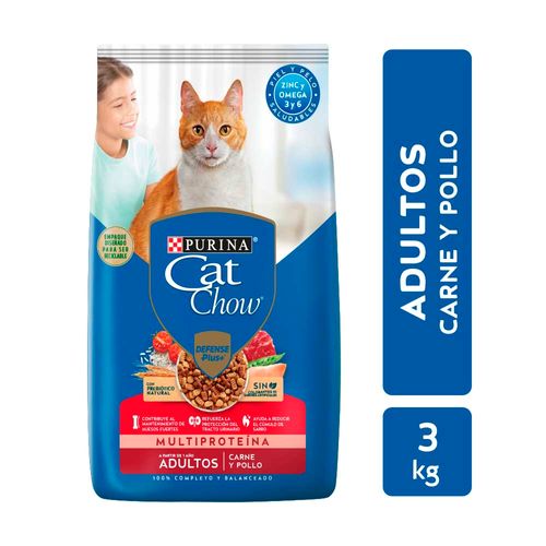 Alimento Gatos Cat Chow Adulto Carne Pollo 3k