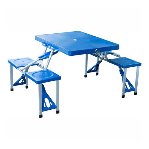 Mesa Alpes Plegable Plastico Azul