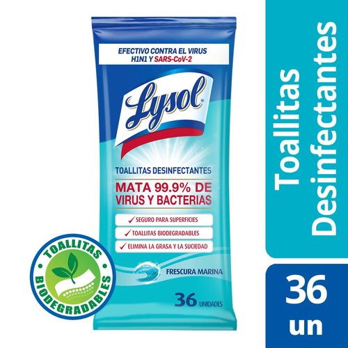 Toallitas Desinfectantes Lysol Frescura Marina 36 Unid.