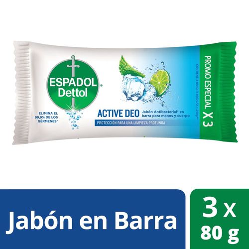 Jabon Espadol Activedeo 80g X3