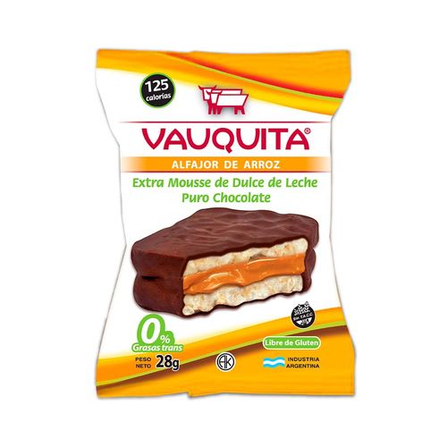 Alfajor Vauquita Arroz Relleno Dulce De Leche X 28 Gr