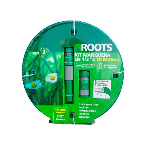 Manguera Roots 1/2" 10 Metros  Set Acoples Verde