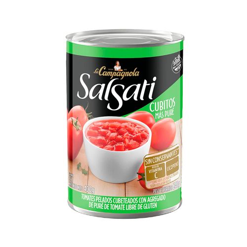 Tomate Cubetiado Salsati Con Pure 400 Gr