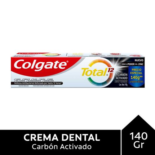 Pasta Dental Colgate Total 12 Carbón Activado 140 G